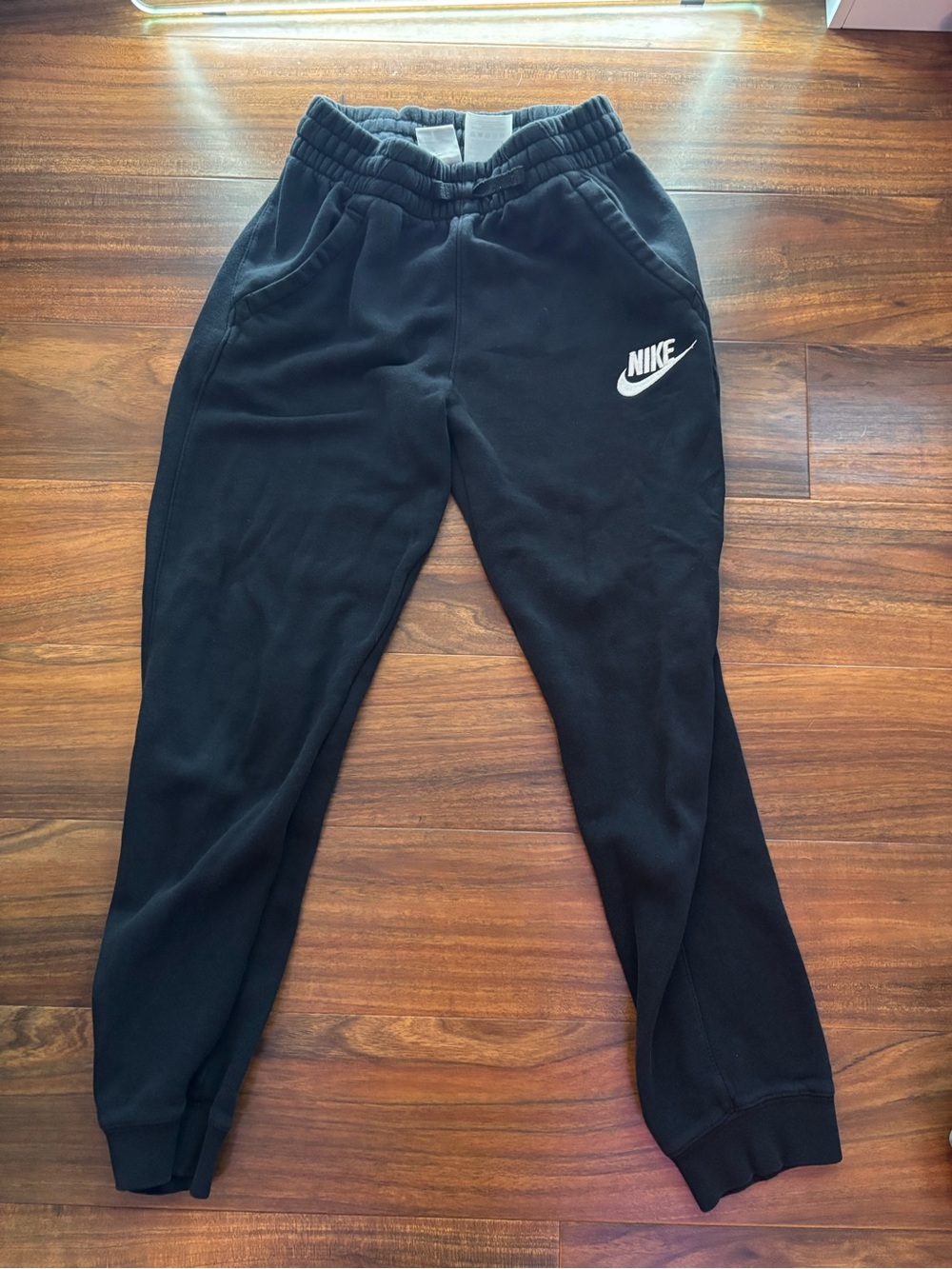 Nike Black Kids' Fleece Joggers with White Swoosh